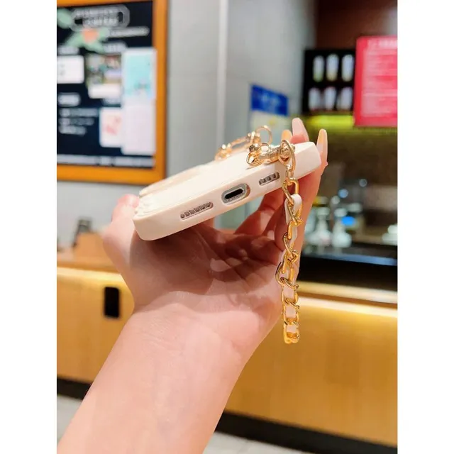 Elegantní ochranný kryt na mobilní telefon s perleťovým pleteným páskem a vlnitým vzorem