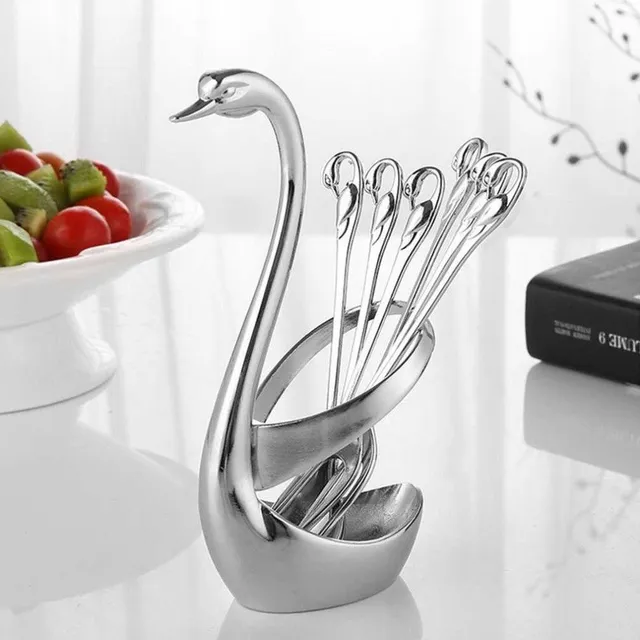 Swan-shaped cutlery holder