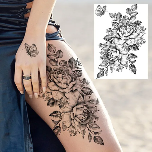 Tatuaj temporar sexy cu motive florale pentru femei