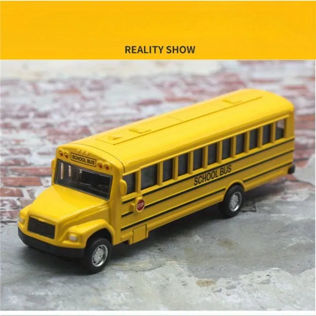 Metal model of school bus 14 cm - big toy in autumn and Christmas