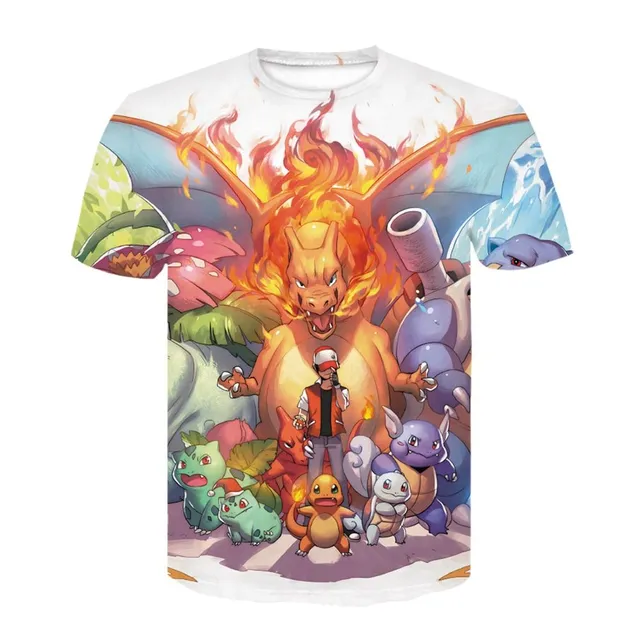 Stylish unisex T-shirt with 3D printing of great Pokemon