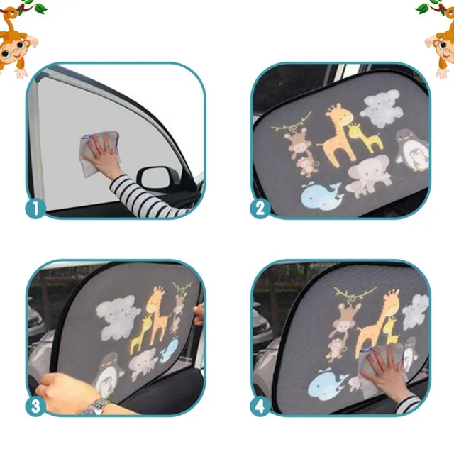 Children's car sun visors with animal motifs - 2 pcs