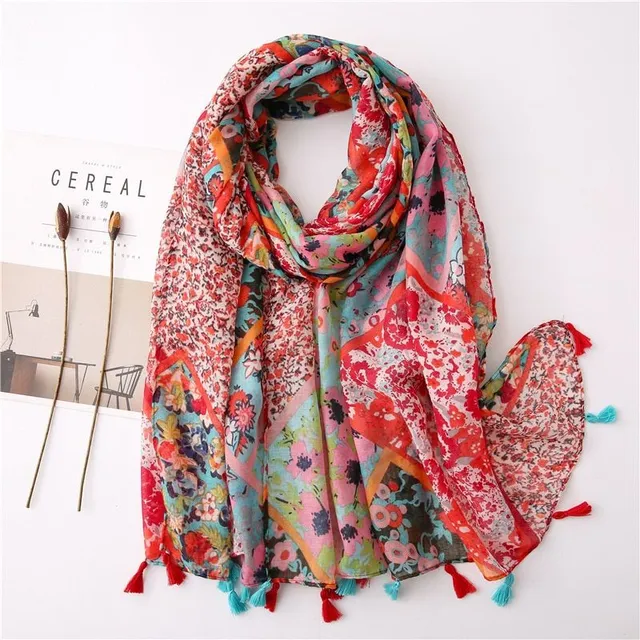 Luxury fine scarf with different patterns