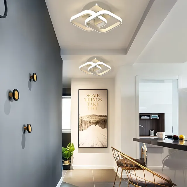 Plafonieră modernă cu LEDuri negre pentru hol, dormitor, baie, bucătărie, balcon și scară