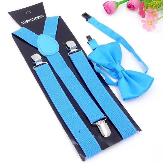 Suspenders and bow tie UNISEX sky-blue-3