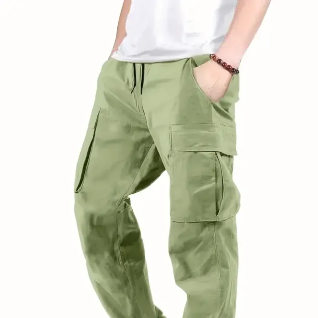 Men's cargo pants made of cotton, comfortable cut, straight pants, multifunctional pockets, ideal for outdoors and free