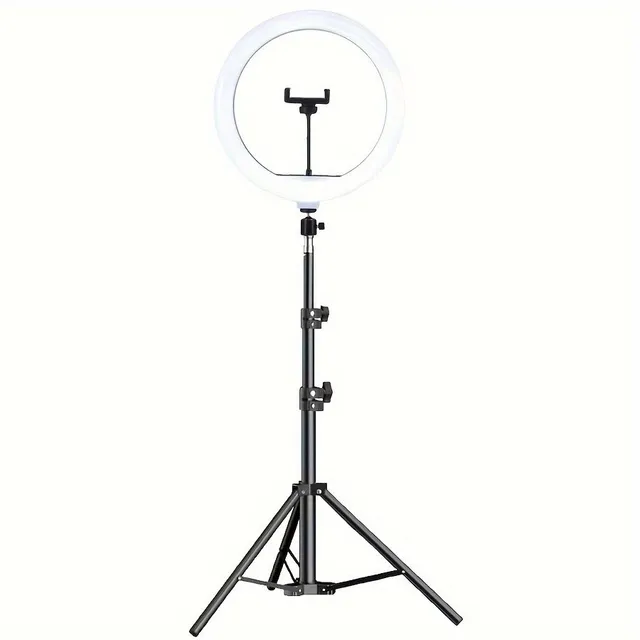 LED circular light with flexible tripod and phone holder