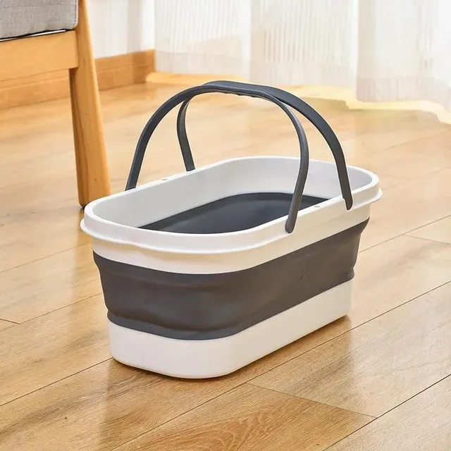 Seau pliable pour mop et linge avec roulettes - Seau universel pour la maison, la voiture, le camping et les voyages