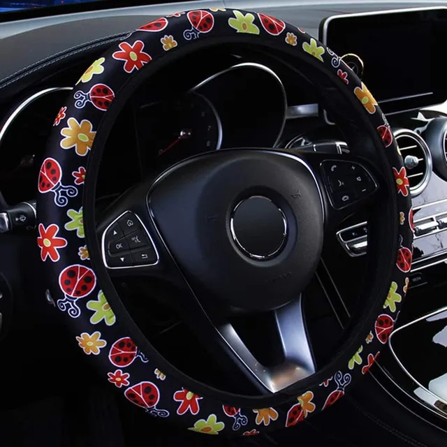 Elastic steering wheel cover with pattern