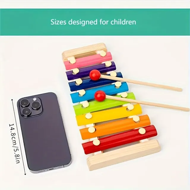 9 in 1 Wooden Montessori toys, Fast Bells, Bead Rumble, Drum, Column, Musical Instruments, Preschool Age Education