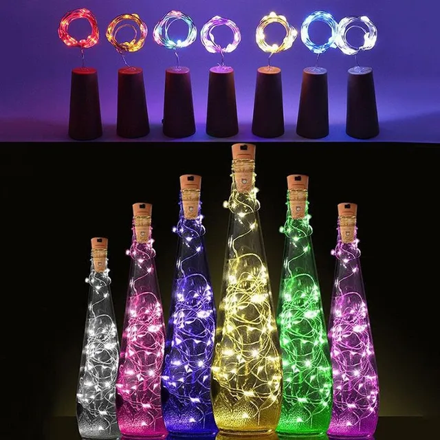 LED solárne energetické zátky na víno, reťazec, ľahký medený drôt, teplá rozprávková biela girlanda, vonkajšie vianočné svadobné dekorácie, svetlá