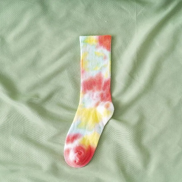 Women's High Socks with Batik motif Rainbow