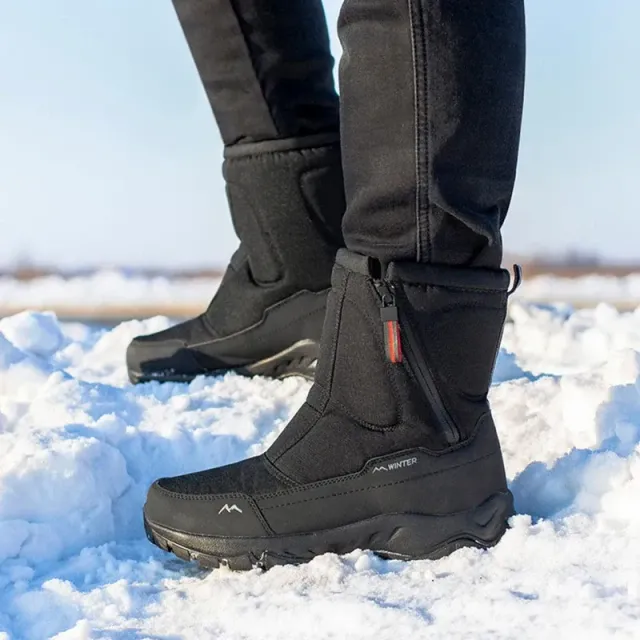 Winter hiking boots men's snow boots warm teddy side zipper winter boots