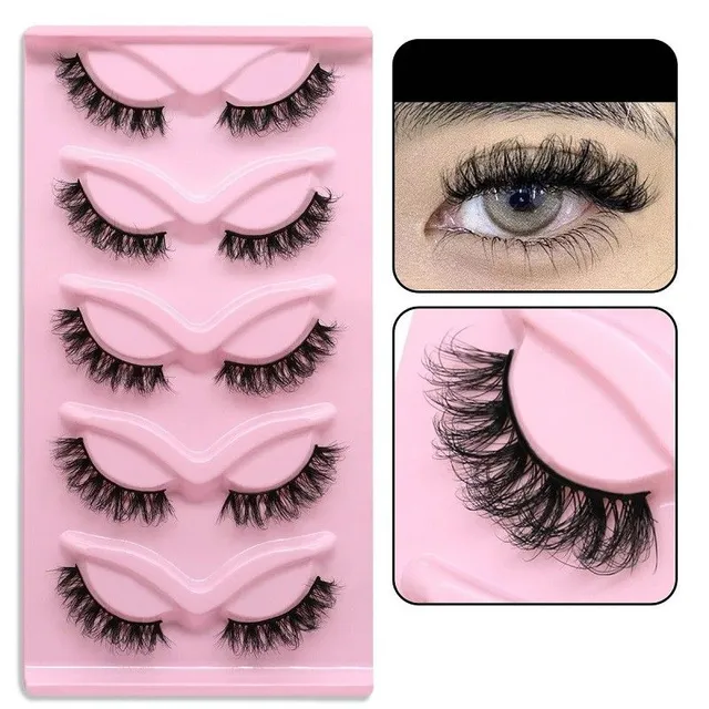 Set of 5 pairs of artificial algae Artificial long eyelashes with full strip Set for extension of algae Natural adhesive eyelashes