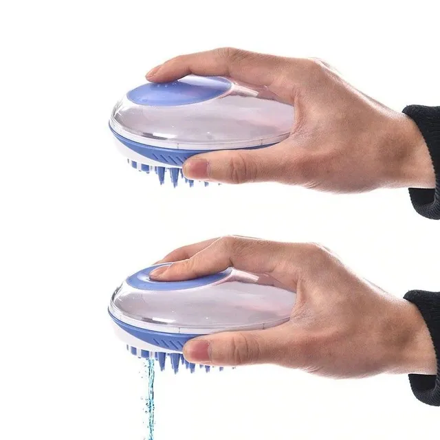 Brush with shampoo dispenser for dogs