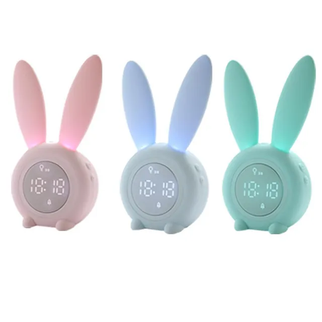 LED alarm clock for children with rabbit ears