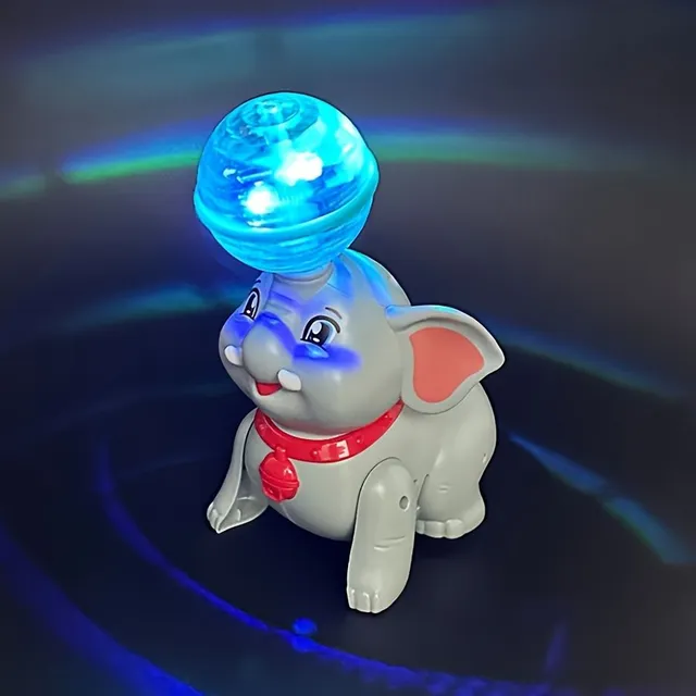 Interactive elephant toy with music, light and sound, with movement and bonus ball