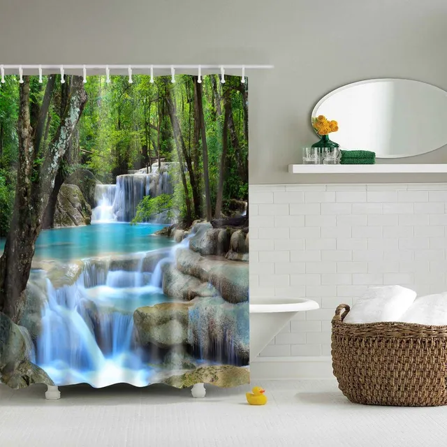 Shower curtain with nature motif