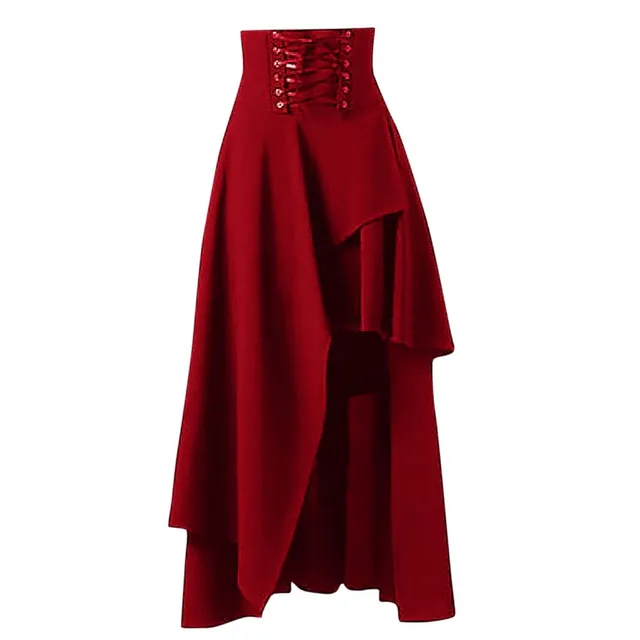 Women's asymmetrical skirt with lace-up waist