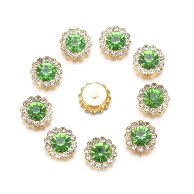 Crystal buttons in flower shape - set 10 pcs