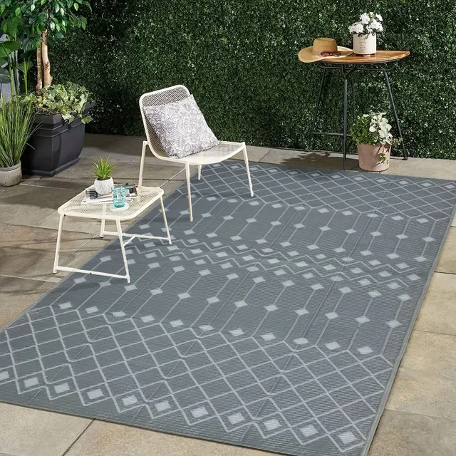 Outdoor double-sided plastic carpet - Water and UV resistant, Ideal for patio, balcony, garden, camping and caravan