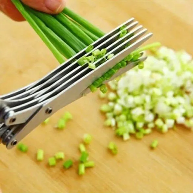 Herb scissors with 5 blades - multifunctional kitchen scissors for vegetables, algae and spices