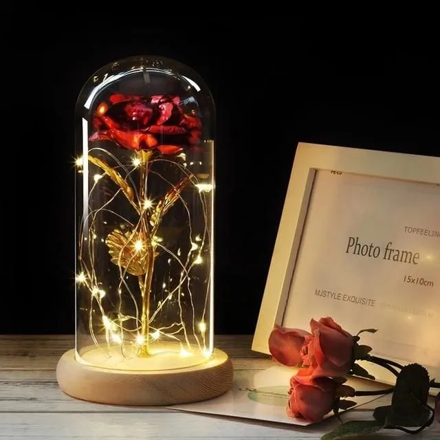Czarująca szklana kopuła LED String Rose