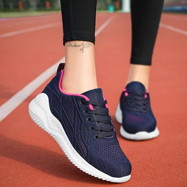 Women's sports-elegant sneakers with platform, soft sole and lace - light running shoes