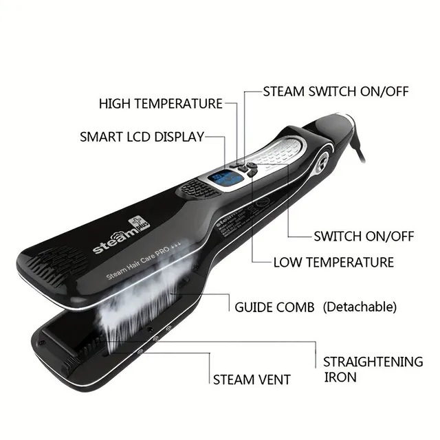 Professional hair iron with steam