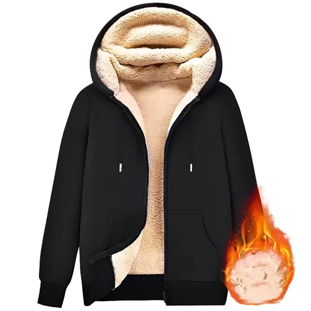 Winter unisex sweatshirt with hood on zipper and teddy lining