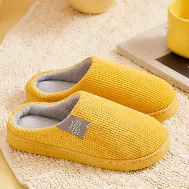 Women's warm slippers with thick soles - plush, non-slip