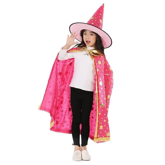Halloweenský čarodějnický plášť s kloboukem