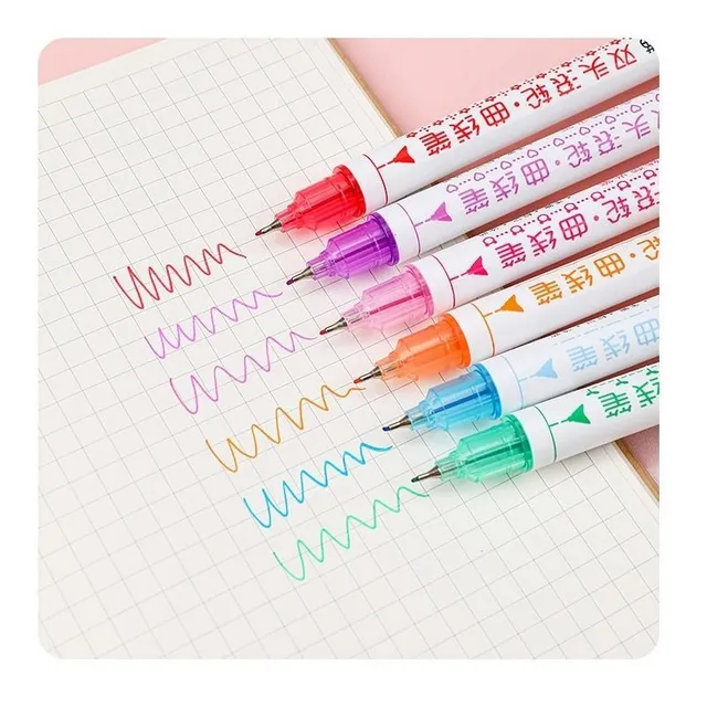 Modern trendy original set of scrolling markers with interesting pattern for decoration 6 pcs