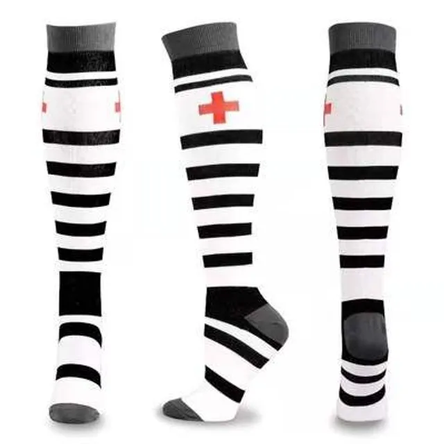 Kompresné vysoké ponožky s rôznymi motívmi