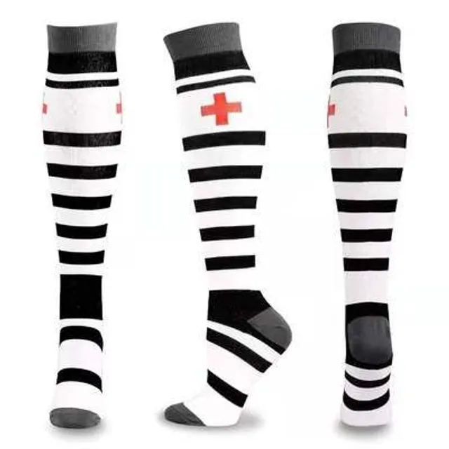 Compression high socks with various motifs