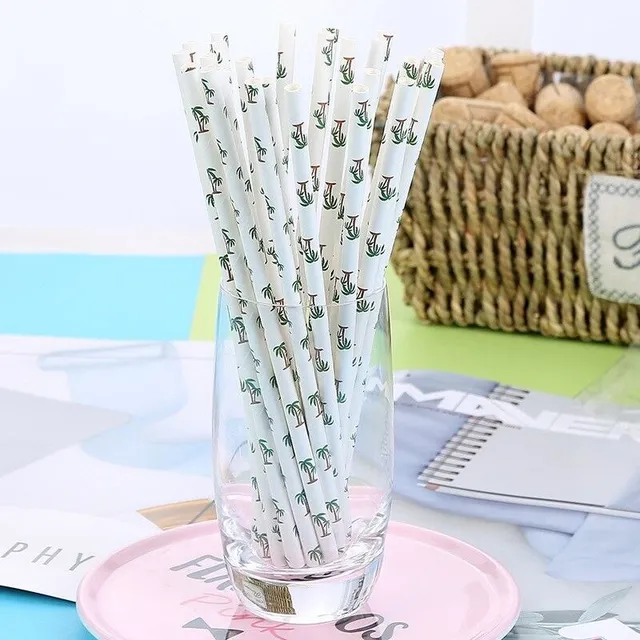 Paper straw with pattern 25 pieces C74