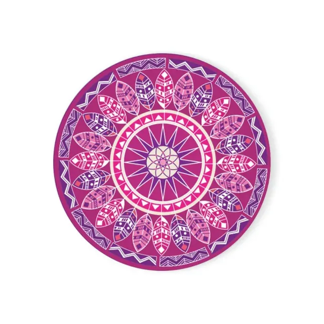 Enamel coaster with mandala pattern and cork base