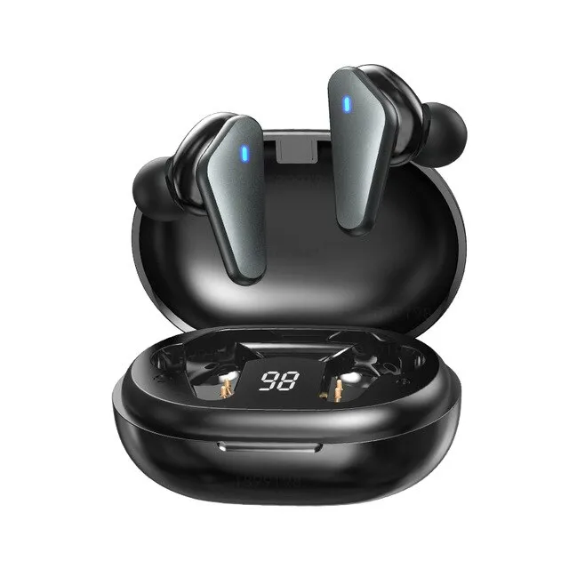 Eleganckie słuchawki bezprzewodowe 9D z etui z możliwością ładowania