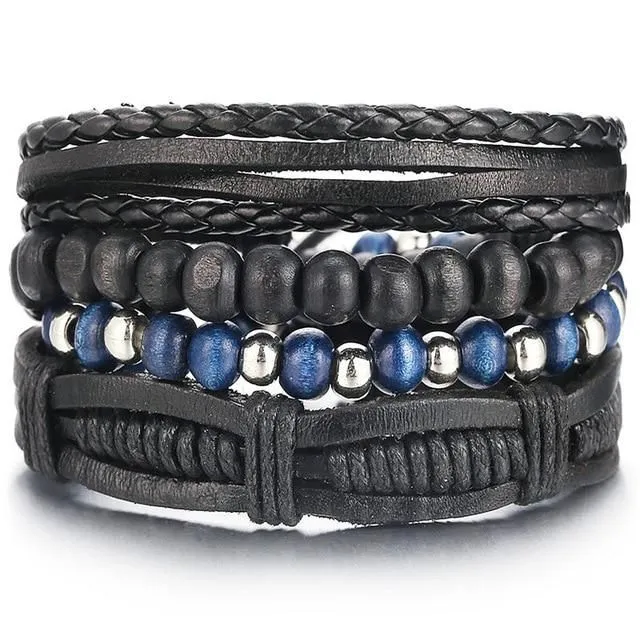 Men's leather bracelet set fdy990