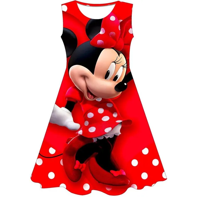 Girls sleeveless summer dress with the motif of the popular Minnie Mouse