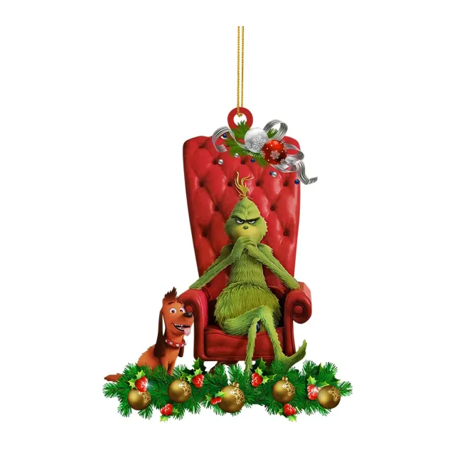 Visiace vianočné dekorácie s témou Grinch