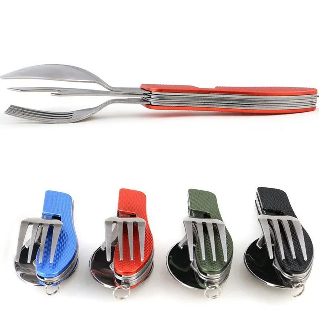 Universal 4-in-1 camping cutlery - various colours