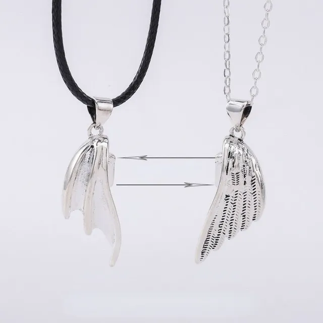 Necklace for couples with angel and devil wings