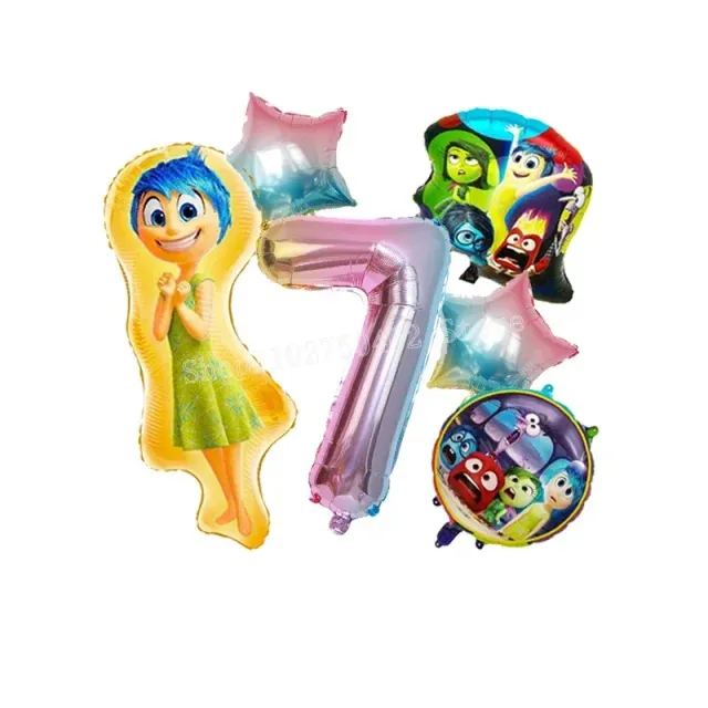 Ensemble de ballons d'anniversaire en aluminium avec numéro - personnages du film Vice-Versa 2