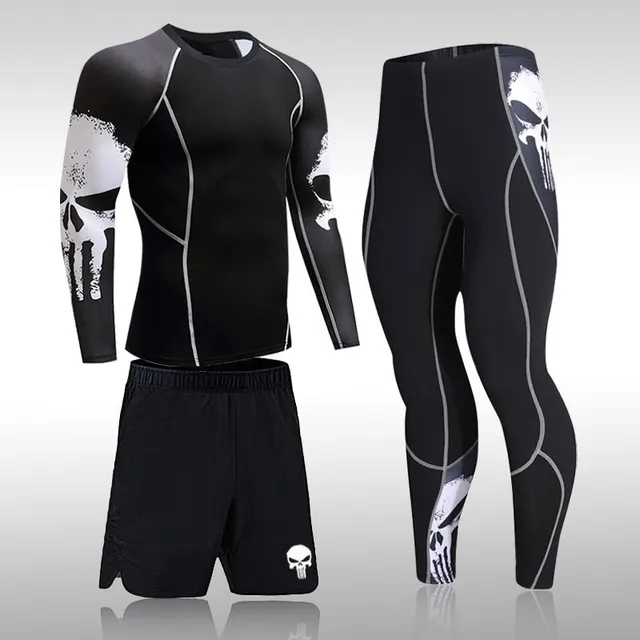 Men's functional sports thermal underwear with shorts - 3 pcs