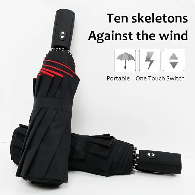 Men's reinforced automatic umbrella with windproof vinyl cover