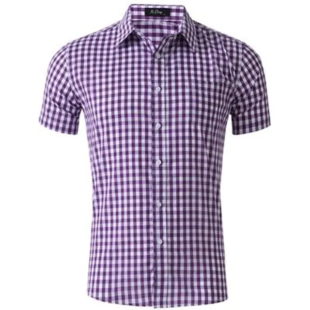 Men's two-color summer classic shirt with plaid design