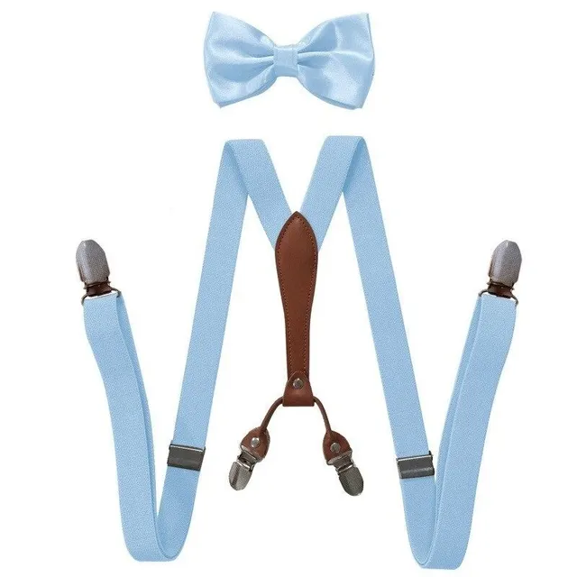 Men's suspenders with bow tie yellow Aspen modra