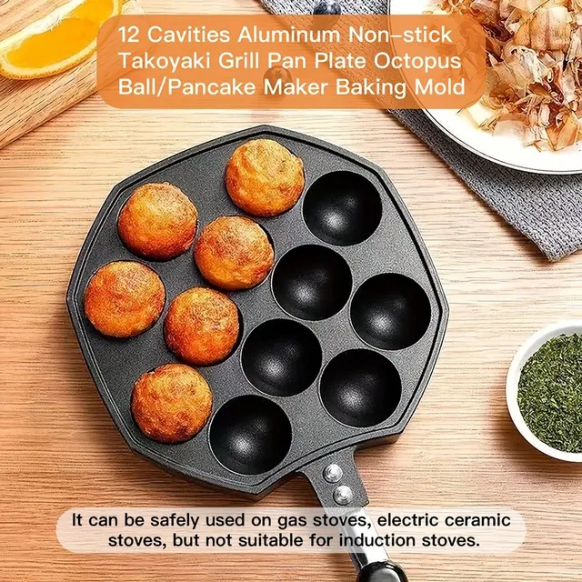 Non-stick pan for takoyaki for 12 pieces - ideal for home and restaurant use