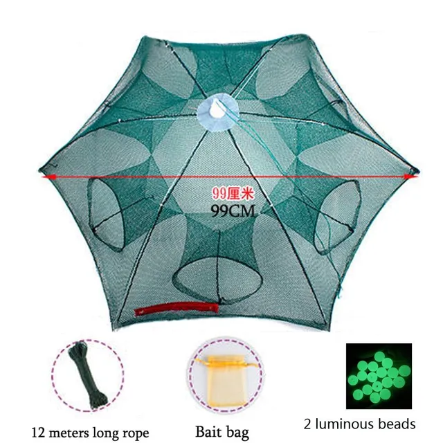 Plasă pliabilă portabilă hexagonală cu 4-20 găuri pentru pescuit Crayfish Catcher Fish Trap Shrimp Catcher Tank Cage Net